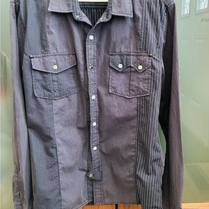 Men's Charcoal Striped Button Down Shirt